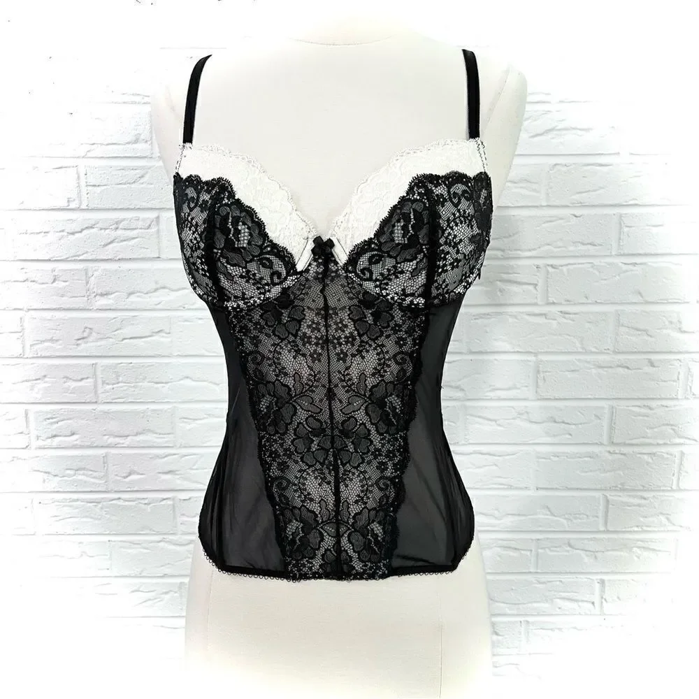NWT VINTAGE Victoria’s Secret Lace Corset Top Bustier Size 34C